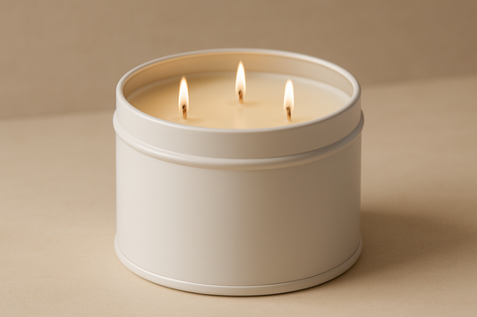 Triple wick candle white tin jar 12 oz